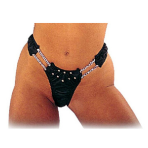 LEATHER PANTIES WITH CHAINS